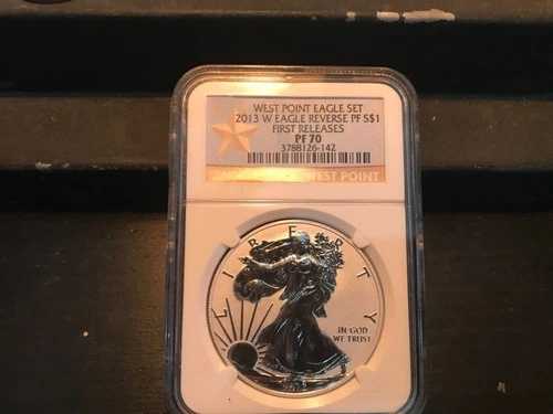 2013-W ウェストポイント イーグルセット 1オンス ファインシルバー イーグル $1 NGC PF 70 リバースプルーフ ER