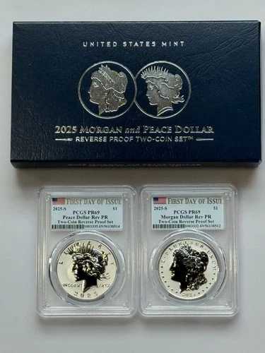 2025-S リバースプルーフ $1 モルガン＆ピース シルバーダラー PCGS 2枚セット PR-69 OGP付き