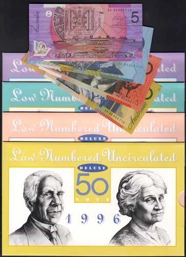 1996年日付の年間セット:$5、10、20、50。デラックス - 低番号のNPAフォルダー|WORLD RESOURCE【QUEEN店】
