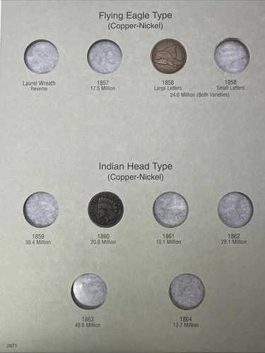 1857-1909年 フライングイーグル＆インディアンヘッド セント 34枚セット ハリスフォルダー