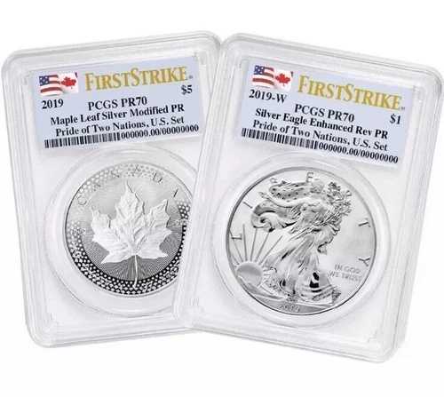2019年 プライド・オブ・ツー・ネーションズ 2ピースセット 米国製 PCGS PR70 FS デュアルフラッグラベル