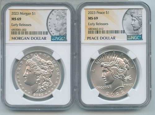 2023年 モルガン・ピース シルバーダラー NGC MS69 アーリーリリース 2枚セット - RK754