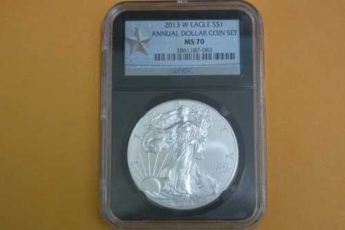 2013年 W バーニッシュド シルバー イーグル NGC MS70 年次ドルコインセット