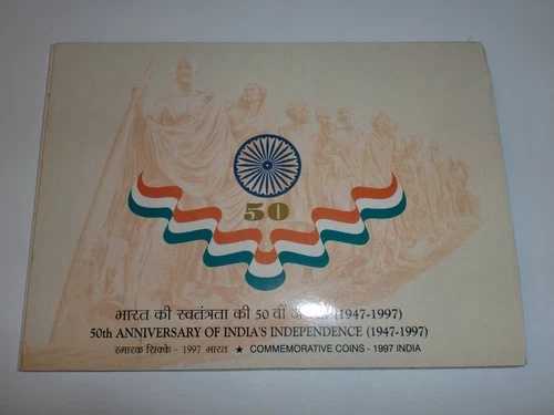インド-2 コイン UNC セット「インド独立 50 周年」 -1947-1997-RS.50/-& 50P