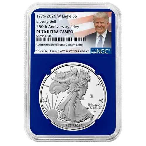 プレセール - 2026-W $1 1オンス プルーフ アメリカン シルバー イーグル NGC PF70UC トランプラベル