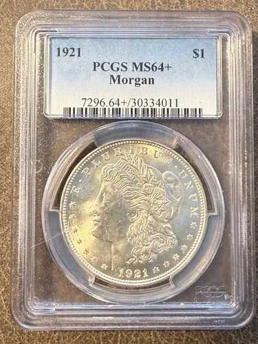 1921年 1ドル モルガン銀貨 PCGS MS64+ ブリリアントラスター 精密詳細