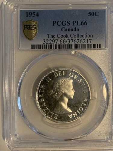 1954年カナダ50セント硬貨 PCGS PL66 - クック・コレクション 56,100円