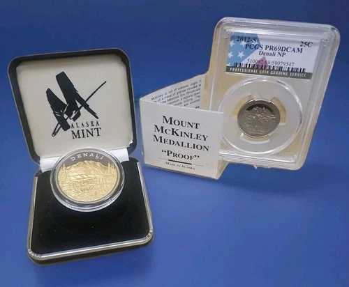 デナリ 2枚組 プルーフコインセット+COA (1オンス .999 シルバー+24Kt ゴールド)+PR69 DCAM PCGS