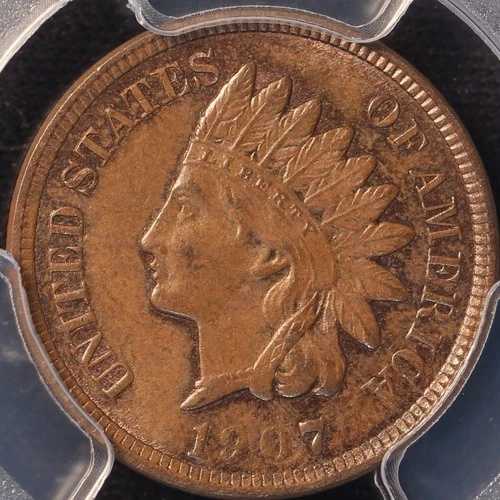 1907 年インディアン セント、PCGS MS64BN、ゴージャスなオリジナルの色と色調、非常に鮮明!
