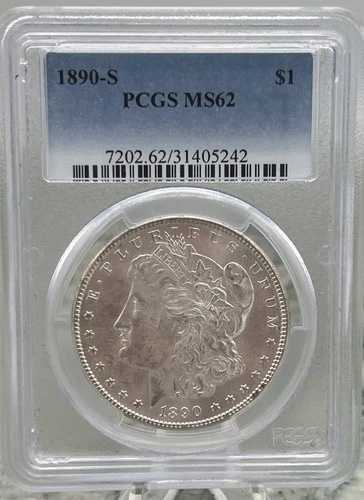 1890-S モルガン銀貨 ? PCGS MS62 ? 光沢