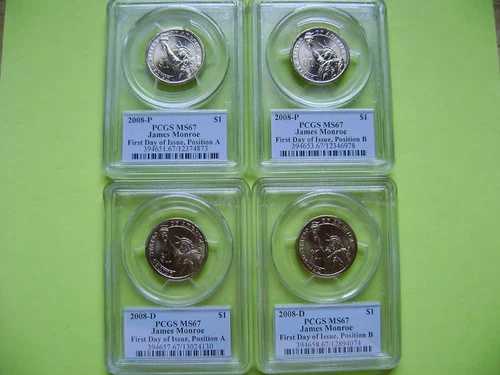 2008 P&D ジェームズ・モンロー PCGS MS67 FDOI ポジション A&B 4枚組ビジネスドルセット
