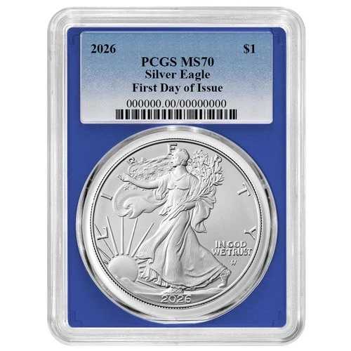 2026年 1ドル アメリカン シルバー イーグル PCGS MS70 FDOI ブルーラベル ブルーフレーム