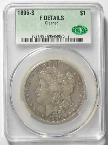 1896-S モルガン銀貨 CAC 細部クリーニング済み - #11035