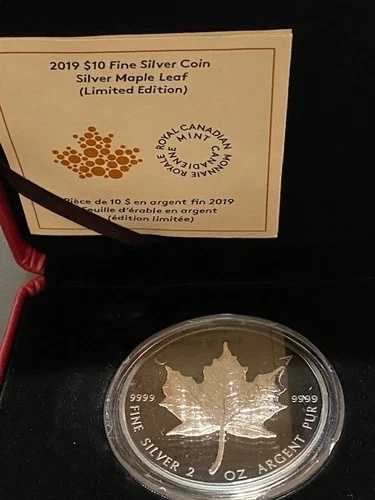 2019年 10ドルコイン メープルリーフ（限定版）2オンス 純銀貨 169174