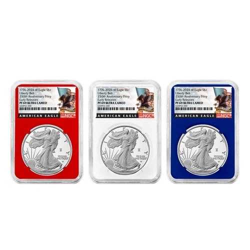 プレセール - 2026-W プルーフ $1 アメリカン シルバー イーグル 3枚セット NGC PF69UC ER ブラック｜WORLD RESOURCE【QUEEN店】