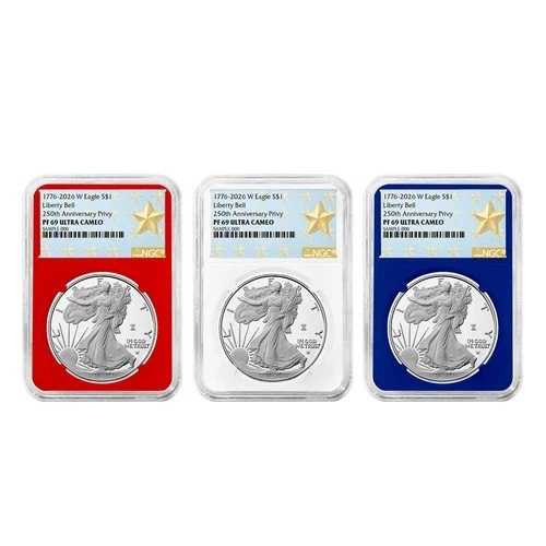 プレセール - 3点セット - 2026-W $1 1オンス プルーフ アメリカン シルバー イーグル NGC PF69UC ウェスト