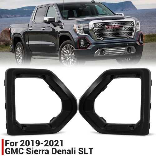 GMC Sierra Denali SLT 2019-2021 フロントフォグランプアウターベゼルカバー ブラックセット