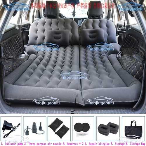 SUV 車用インフレータブルマットレス 旅行用 後部座席用エアベッド 耐久性 キャンプ用 1セット ブラック