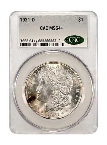 1921-D モルガン銀貨 CACグレーディング（CACG）MS 64+ プラス｜WORLD RESOURCE【QUEEN店】