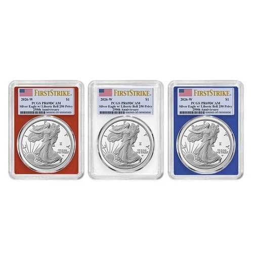 プレセール - 3点セット - 2026-W $1 1オンス プルーフ アメリカン シルバー イーグル PCGS PR69DCAM FS