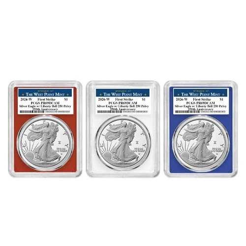 プレセール - 2026-W プルーフ $1 アメリカン シルバー イーグル 3枚セット PCGS PR69DCAM FS West