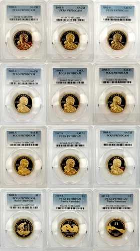 2000 - 2008 & 2009 - 2011 S $1 サカガウィア ドル プルーフ PCGS 70 DCAM 12 コイン セット