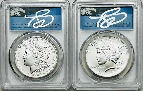 2023年 モーガン＆ピース シルバードル 2枚セット PCGS MS70 FDI T.クリーブランド POP~20