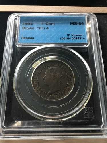 1894年 CCCS グレードカナダ、大型1セント、**MS-64** #5314