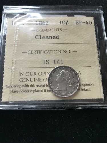 1862年 ICCS グレード ニューブランズウィック 10セント **EF-40 クリーニング済み**