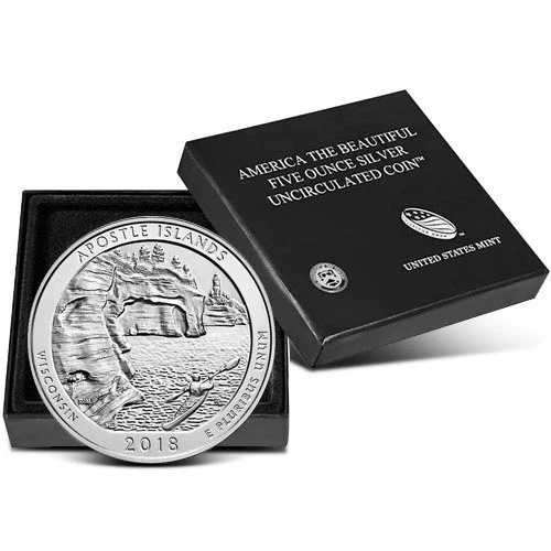 2018-P 5オンス バーニッシュド ATB アポストル諸島国立湖岸銀貨