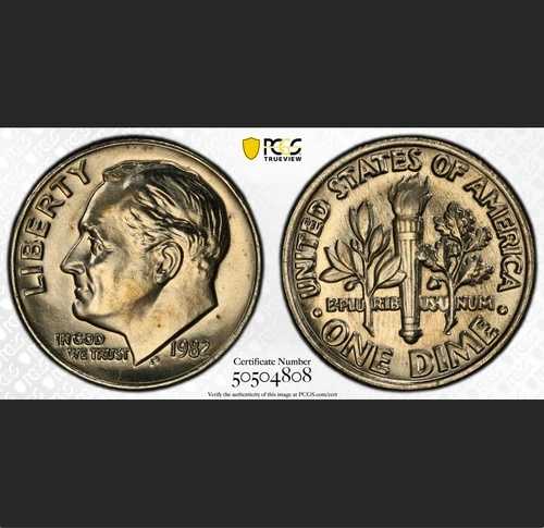 1982年 No-P PCGS MS66FB フルバンド ?? ミントマークなし 10セント ? スリーパー ? ルーズベルト ダイム