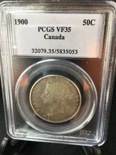 1900年 PCGS 鑑定済み、カナダドル 0.50 セント。**VF-35**