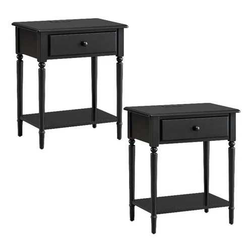 Leick Home コースタル トラディショナル ウッド ナイトスタンド（ブラック）（2個セット）｜WORLD RESOURCE【QUEEN店】 116,600円