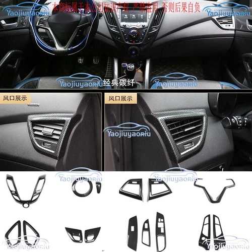 Hyundai Veloster 2012-2017用 カーボンABS製 車内アクセサリー フルセット トリム｜WORLD RESOURCE【QUEEN店】