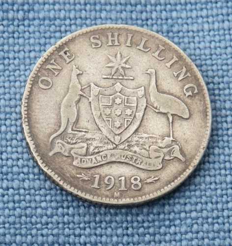 非常に良好な1918年オーストラリア銀貨ジョージ5世0.9シリングシルバーコレクターグレード