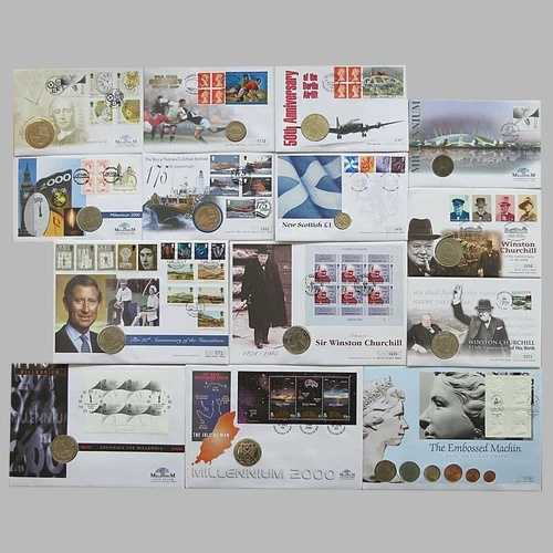 1999年 ?1 ?2 ?5 クラウンメダルコインカバー - 初日カバー 英国 IOM ガーンジー ジブラルタル