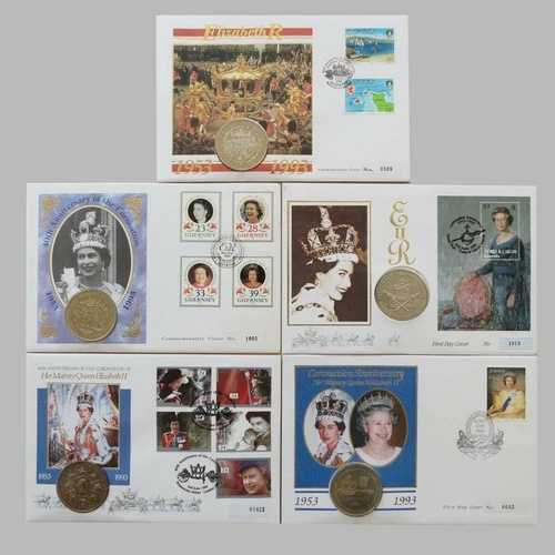 1993年 女王戴冠式40周年記念 2ポンド 5ポンド クラウン 初日コインカバー|WORLD RESOURCE【QUEEN店】