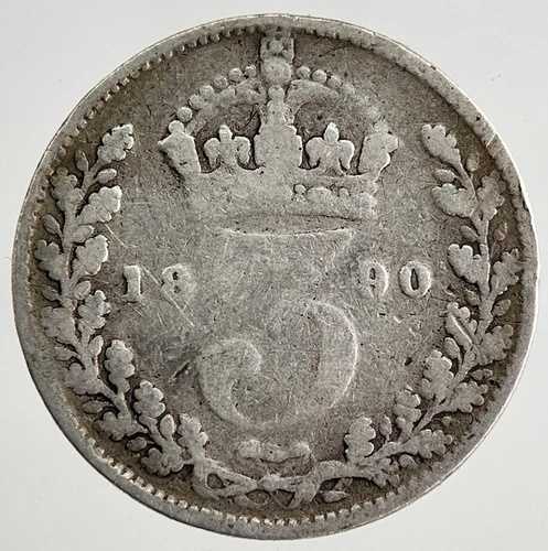 1890 ビクトリア 3 ペンス銀貨 |収集可能なグレード | a8475 22,176円