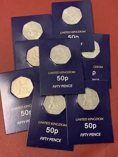 イギリス 大型50ペンス硬貨 ブルーホルダー 粘着式コレクションカード コインなし