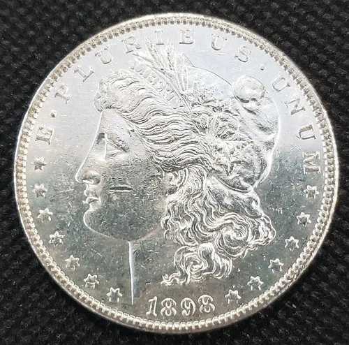 1898-P AU流通モルガン銀貨 90%銀 1ドル米国コイン