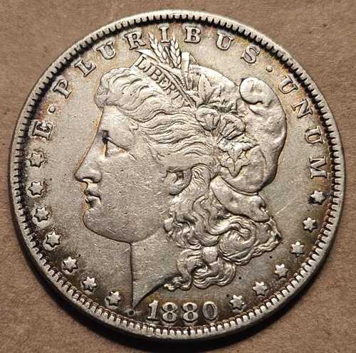 1880 年 P モーガン シルバー ドル リバティ ヘッド 1 ドル コイン XF EF / AU 素晴らしい!