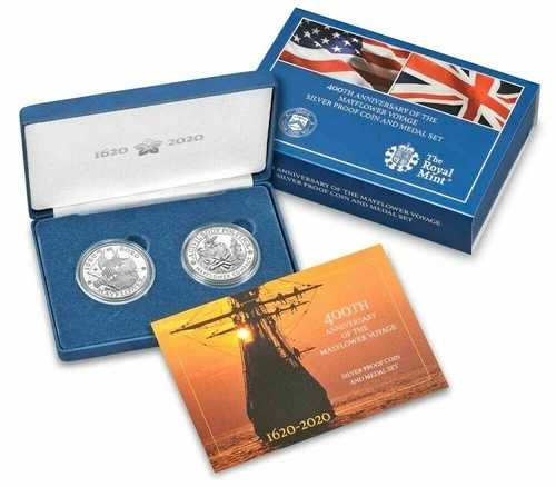 メイフラワー号航海400周年記念 銀製プルーフコイン＆メダルセット（20XB）