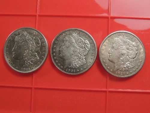 AU 1921-P、D、S モルガン銀貨セット - 最終発行年 90% $1 地金 #3 78,045円