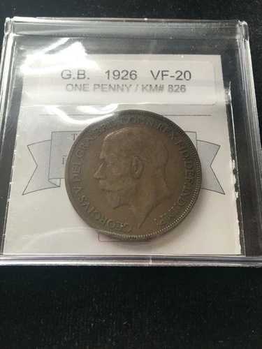 1926年 イギリス、1ペニー、コインマート グレード**VF-20** KM# 826