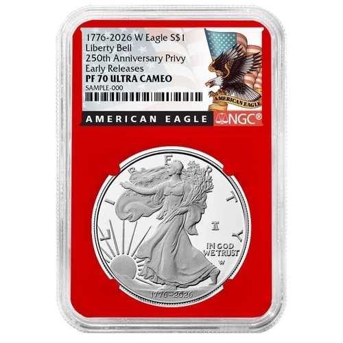 プレセール - 2026-W $1 1オンス プルーフ アメリカン シルバー イーグル NGC PF70UC ER ブラックラベル