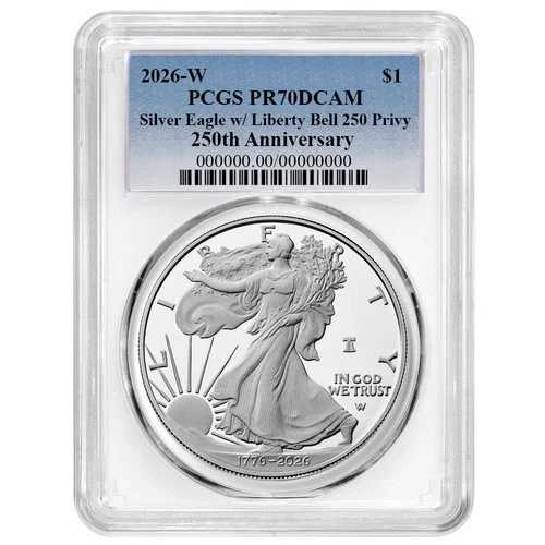 プレセール - 2026-W $1 1オンス プルーフ アメリカンシルバーイーグル PCGS PR70DCAM ブルーラベル