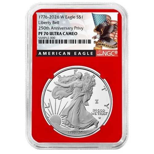 プレセール - 2026-W $1 1オンス プルーフ アメリカン シルバー イーグル NGC PF70UC ブラックラベル レッド