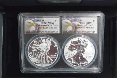 2013-W ウェストポイント シルバーイーグル 2枚セット PCGS PR69/MS69 リバース/エンハンスド