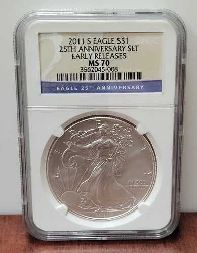 2011 S MS70 アメリカンシルバーイーグル $1 NGC 早期リリース 25周年記念セット