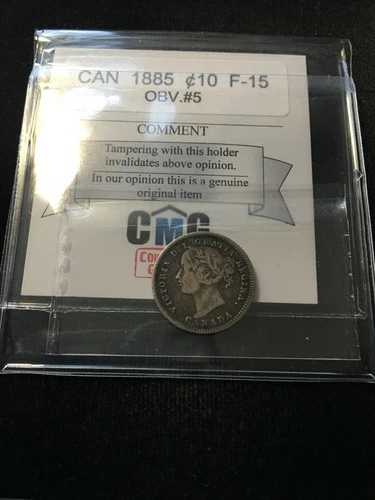1885年 表面#5、コインマート鑑定 カナダ、10セント、**F-15**